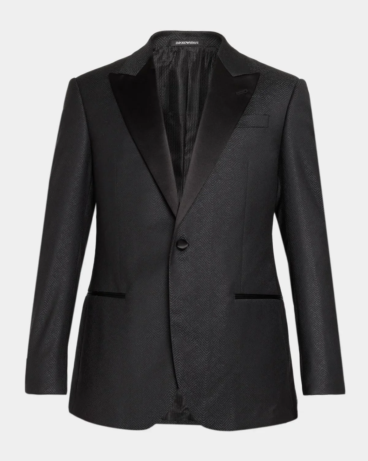 Men's G Line Jacquard Satin-Lapel Single-Button Dinner Jacket - 1