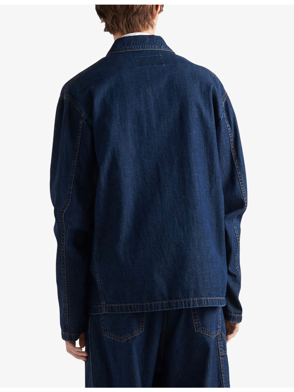 Brand-plaque multi-pocket regular-fit washed-denim blouson jacket - 3