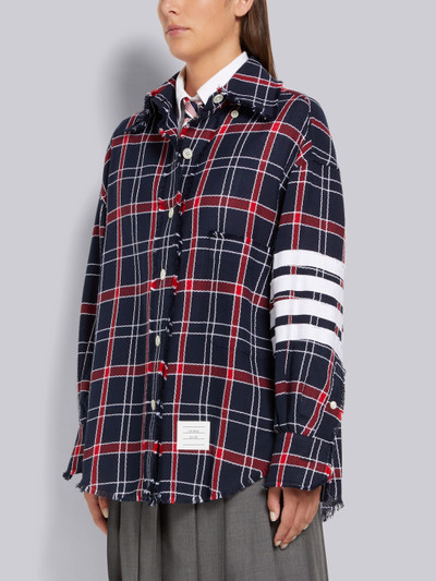 Thom Browne Multicolor Large Check Loose Yarn Tweed Oxford 4-Bar Point Collar Supersized Shirt outlook