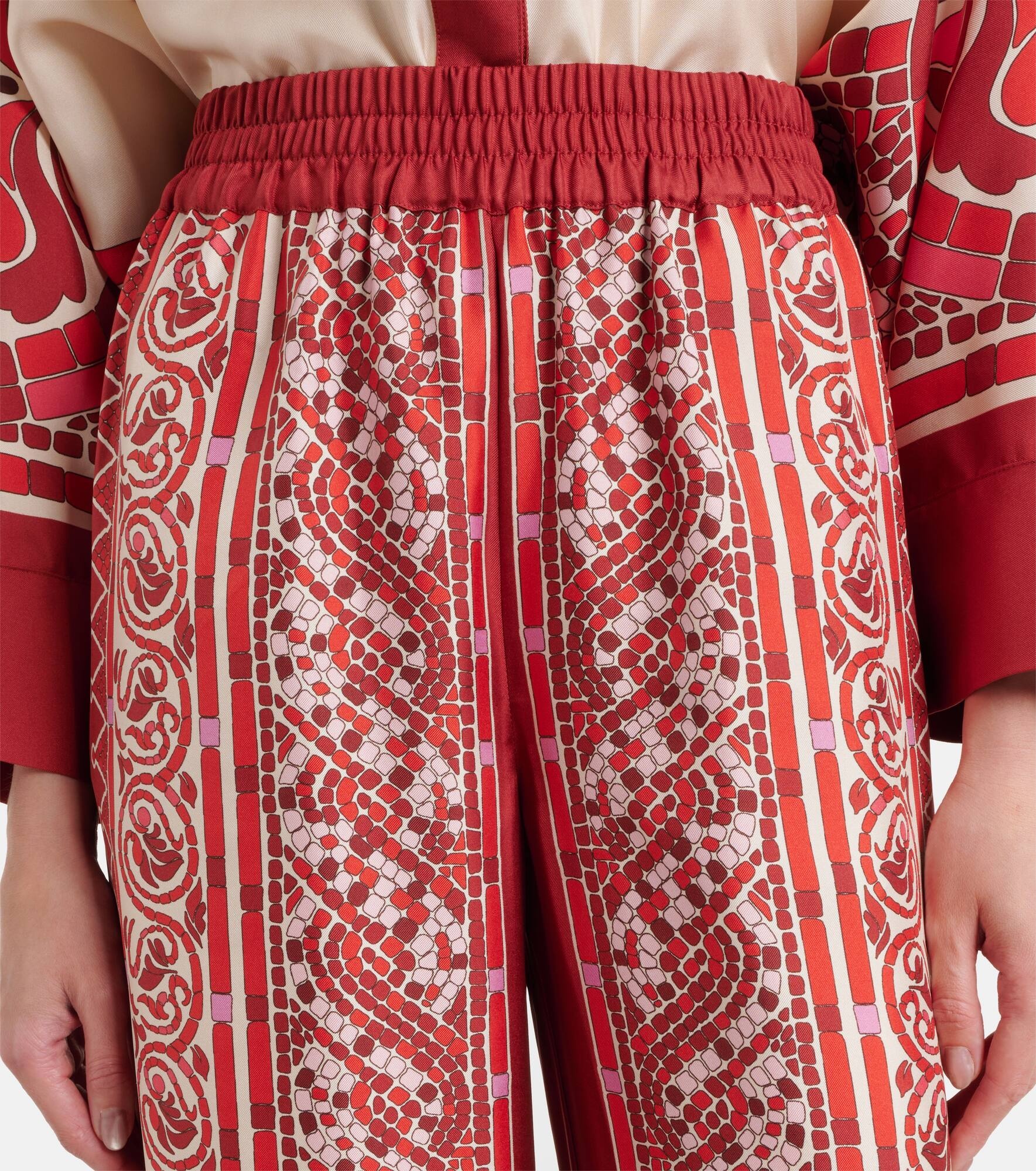 Printed silk twill palazzo pants - 4