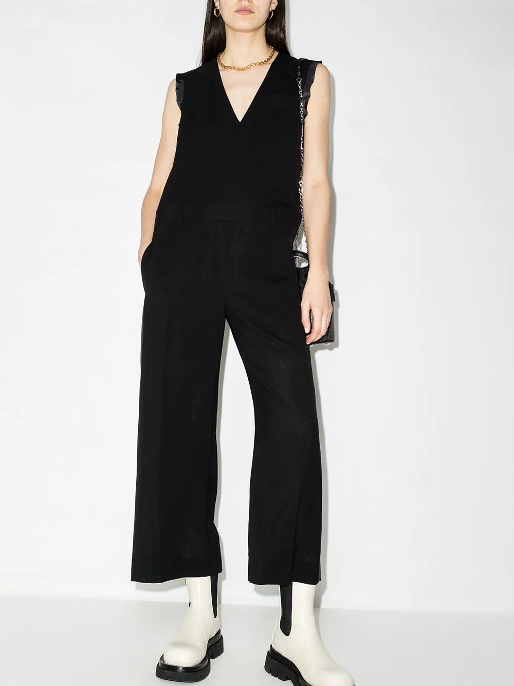 V-neck wool jumpsuit - 2