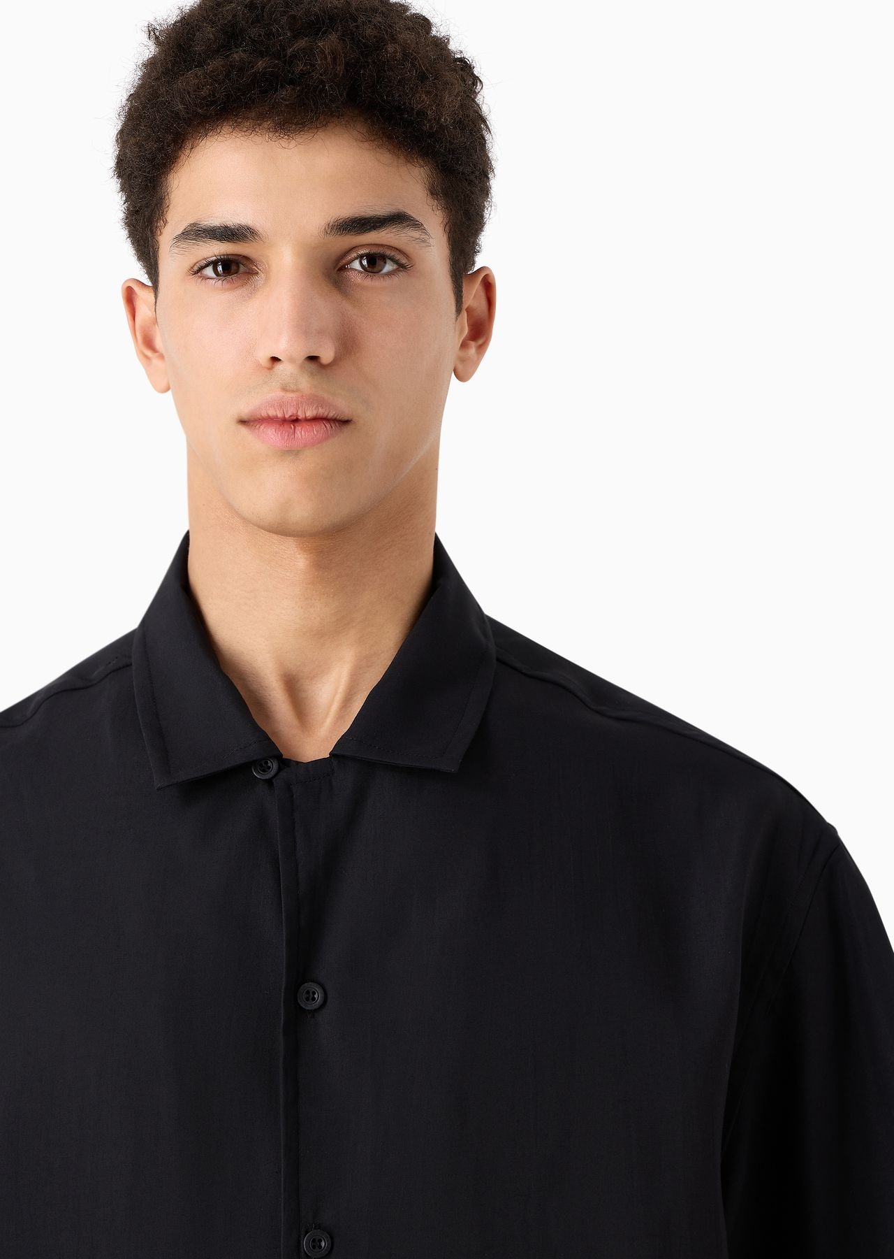 Emporio Armani Sustainability Values Capsule Collection recycled modal short-sleeved shirt with embr - 6