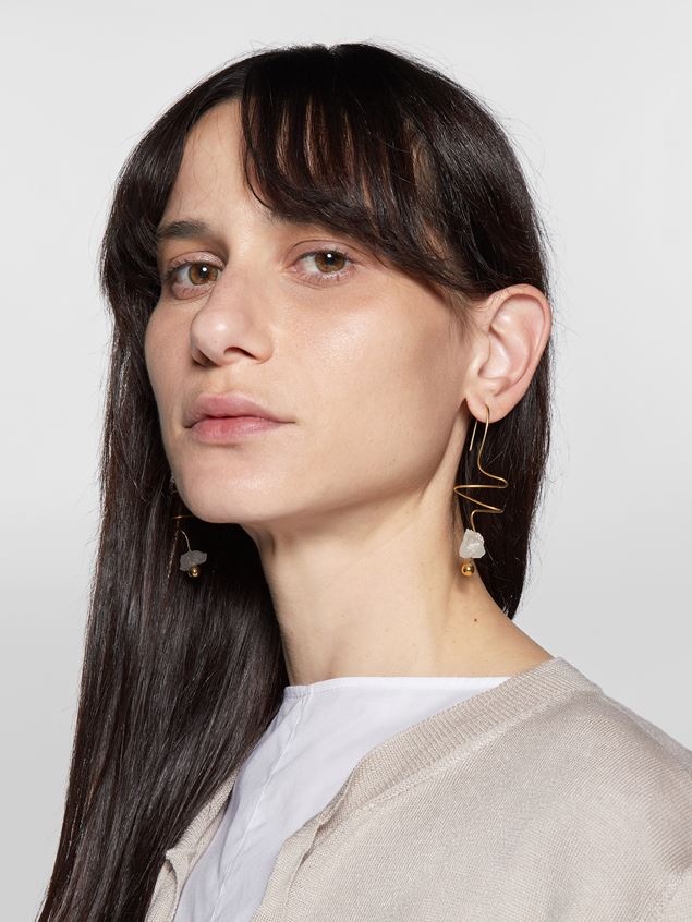 TEARS HOOK EARRINGS IN GOLD-TONE BRASS AND QUARTZ - 2
