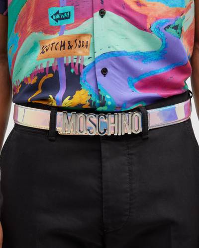 Moschino Men's Iridescent Logo Belt outlook