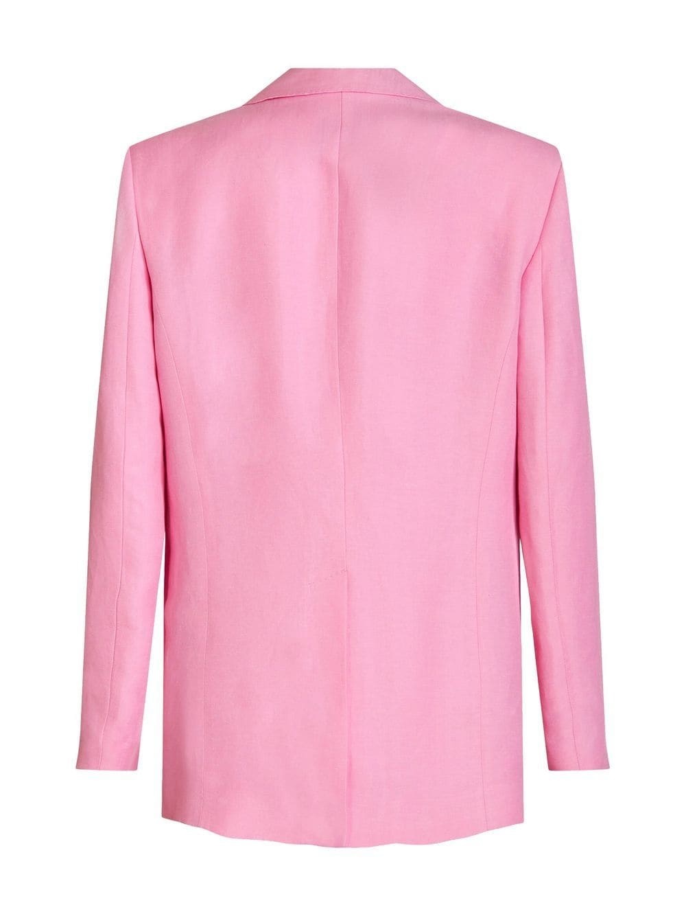 button-fastening linen-silk blazer - 7