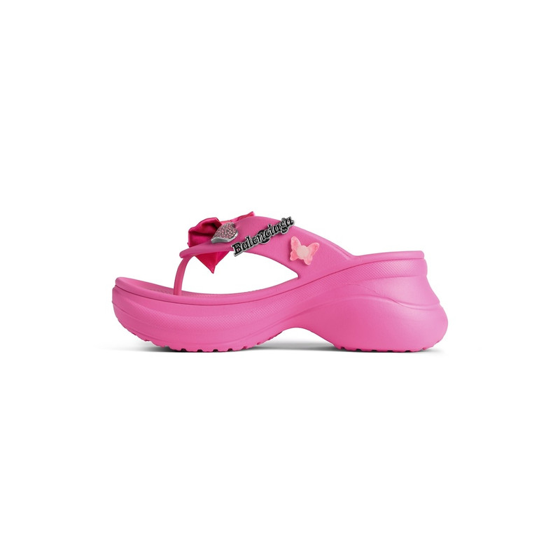 BALENCIAGA Women's Crocs™ Thong Jibbitz™ in Glossy Pink outlook