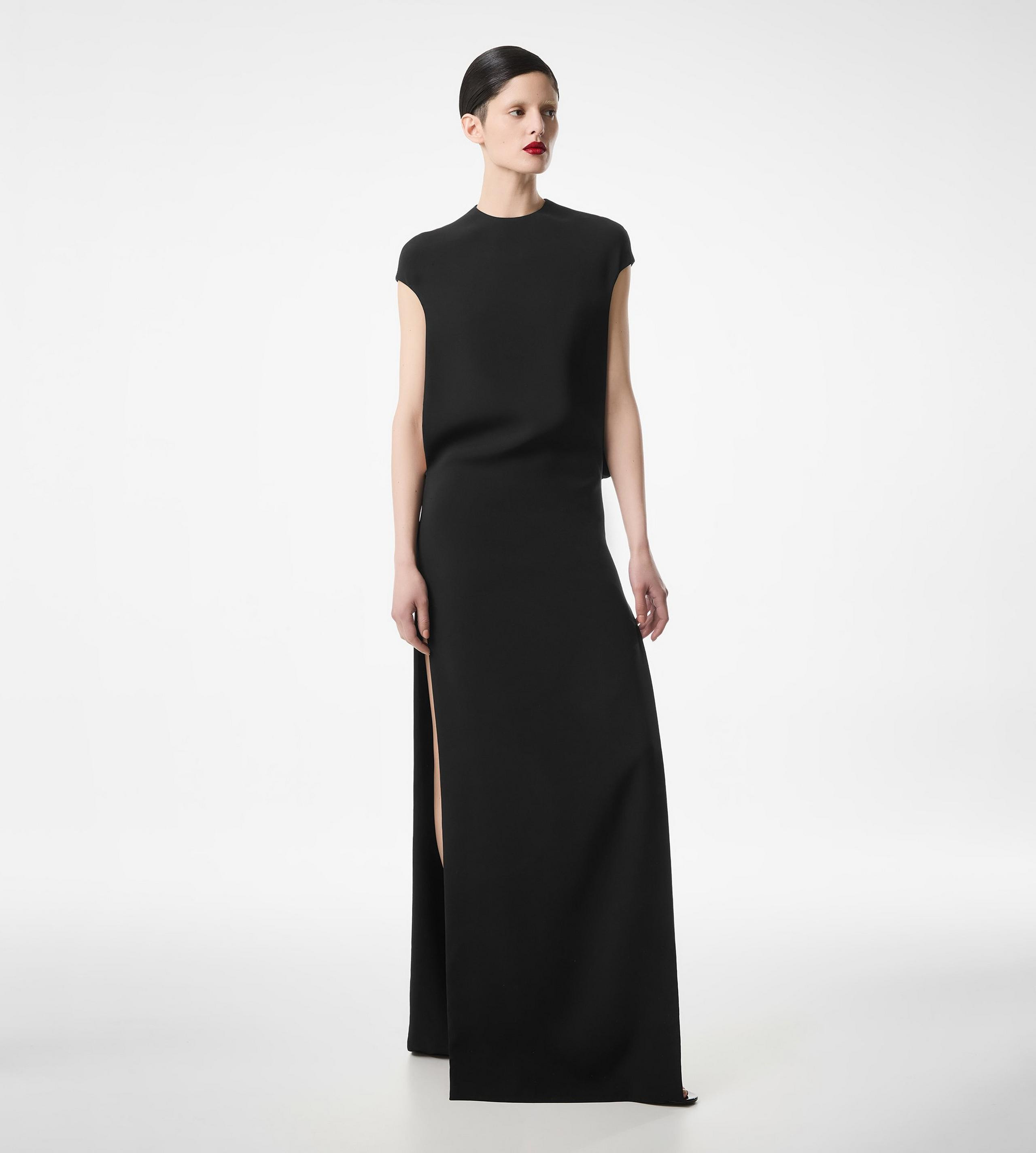 SILK DOUBLE GEORGETTE STRETCH EVENING DRESS - 3