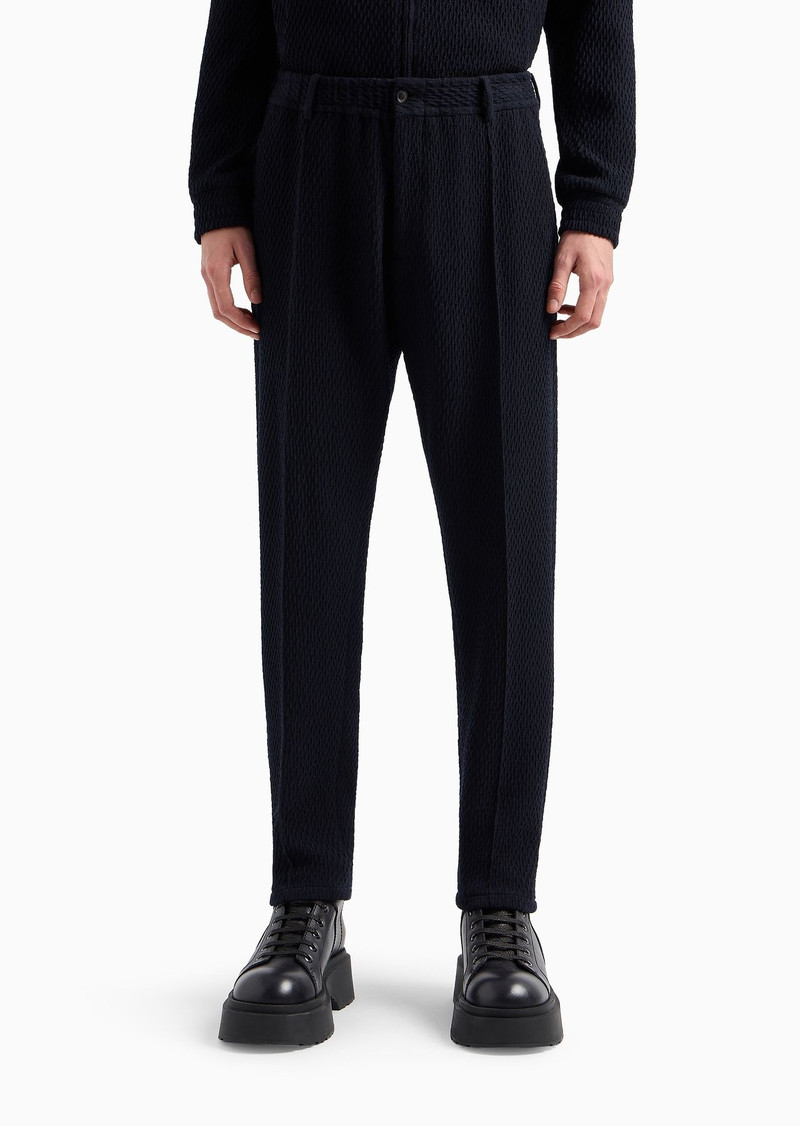 Chinos in 3D-effect virgin-wool stretch-jersey knit with ribs 2