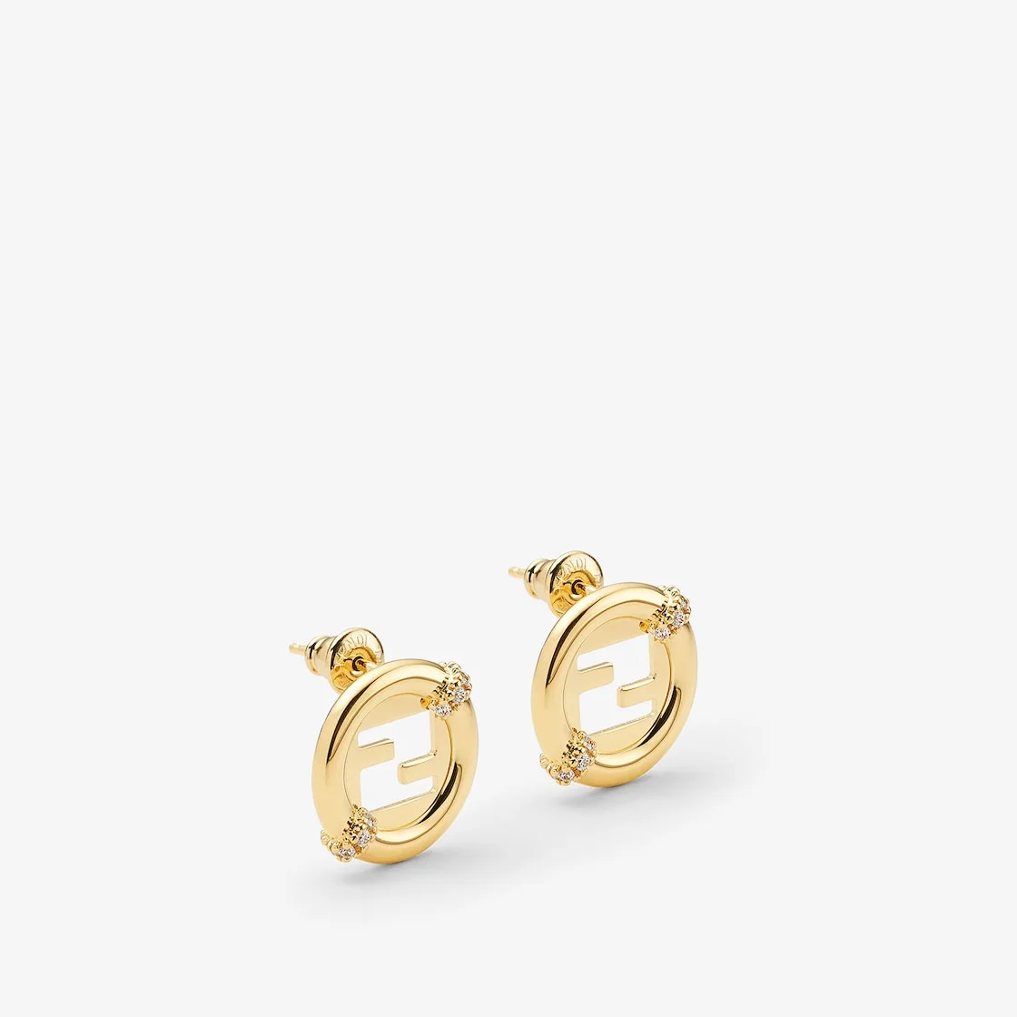 EverRound Fendi Earrings Gold-color metal and crystal earrings - 1