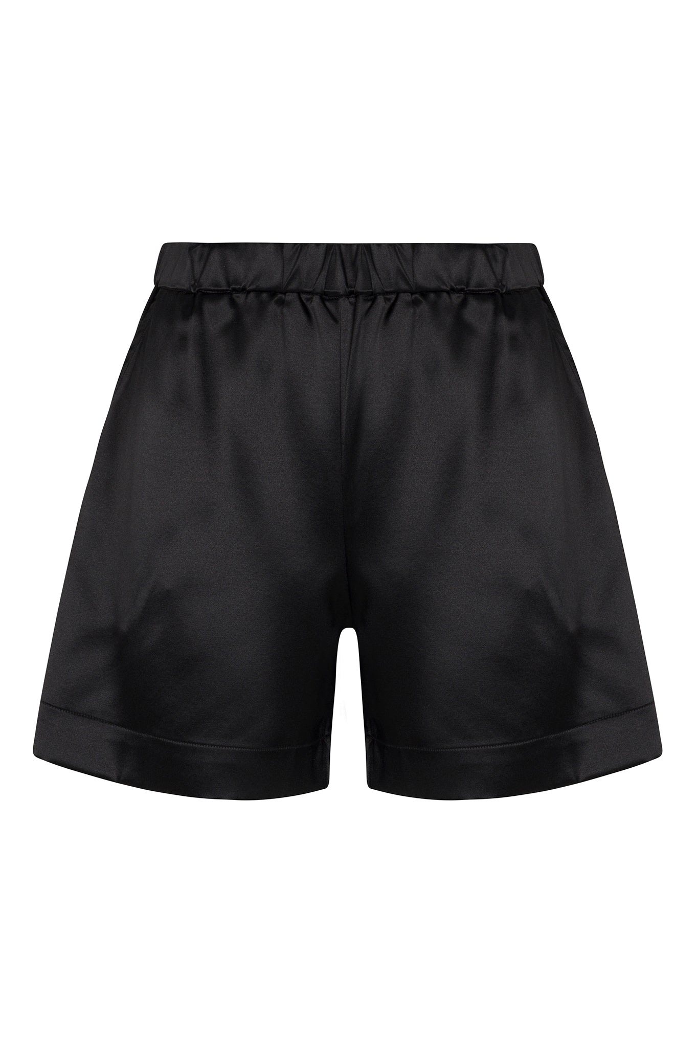 BLACK SILK CULOTTE SHORTS - 5