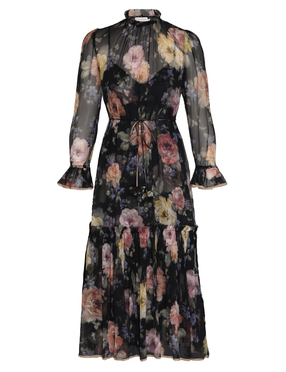 【Zimmermann】LUMINOSITY MIDI DRESS フローラル ベルト ミディ Zimmermann Luminosity Liftoff Flower Midi Morisot Black Print