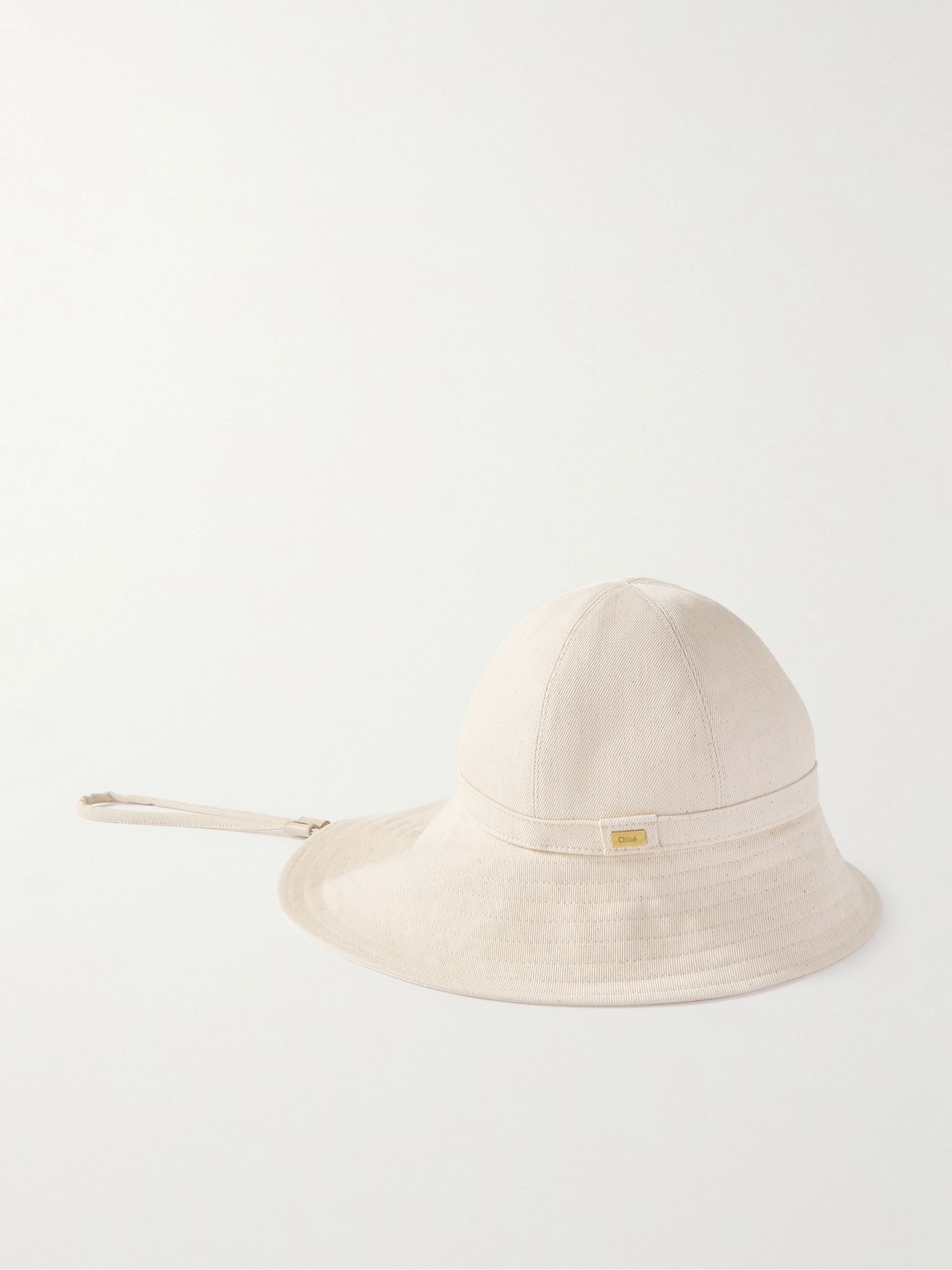 Cotton-blend canvas bucket hat Ecru - 1
