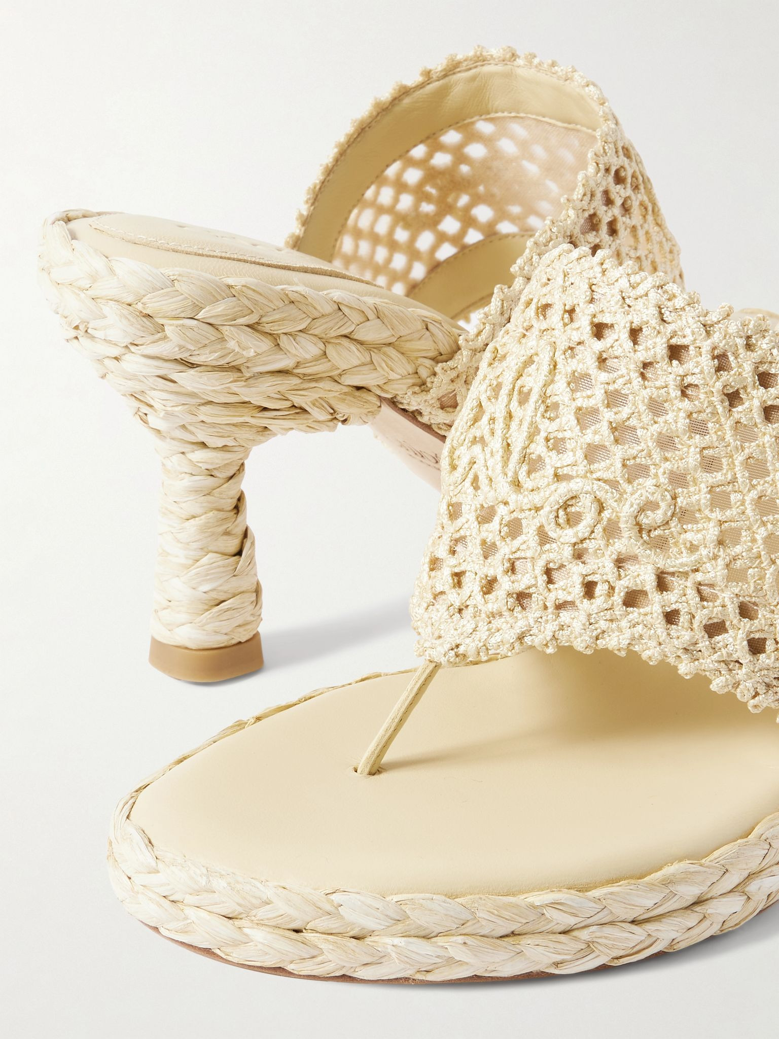 Isla crocheted raffia mules Beige - 4