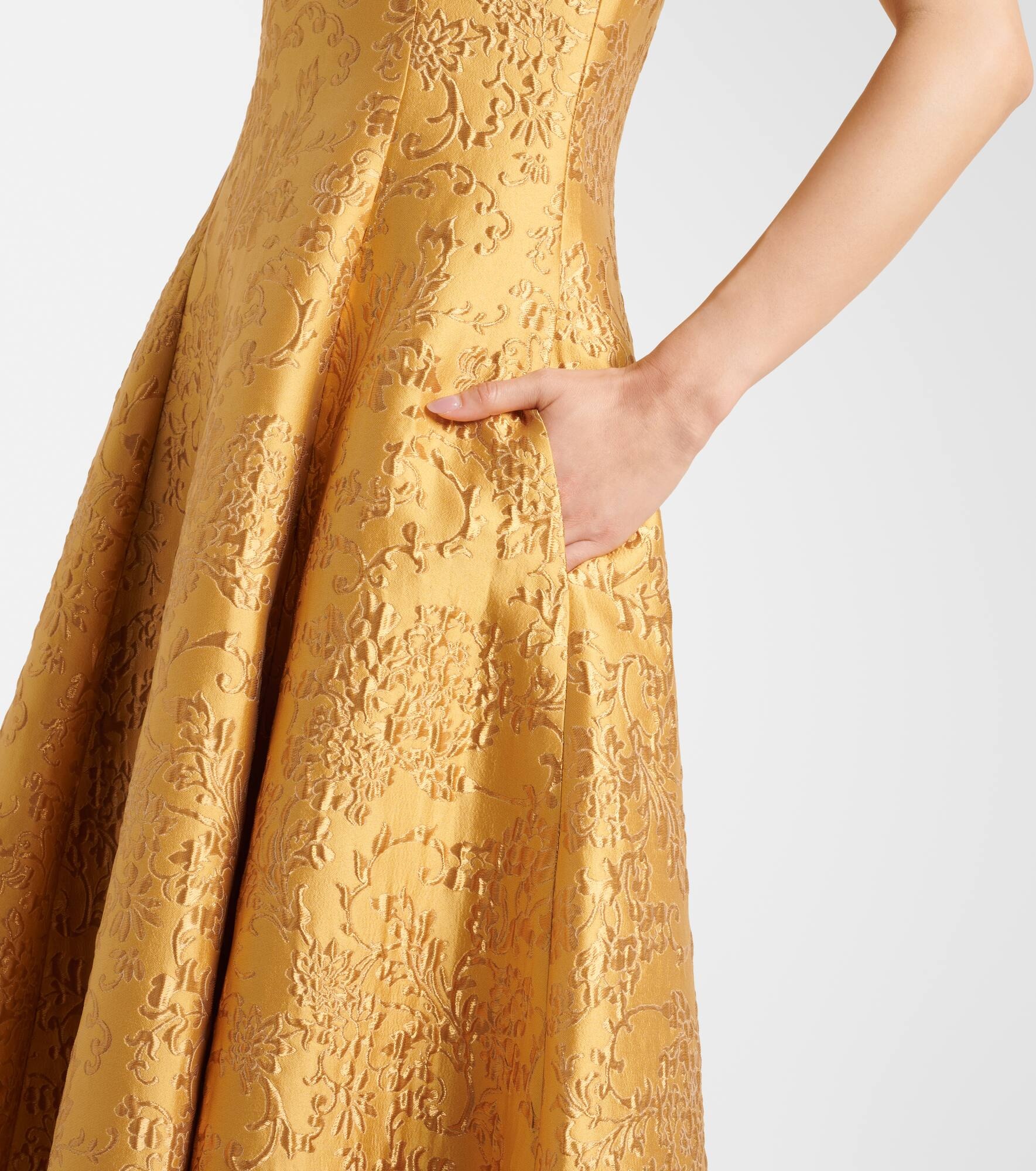 Mara floral embossed jacquard midi dress - 5
