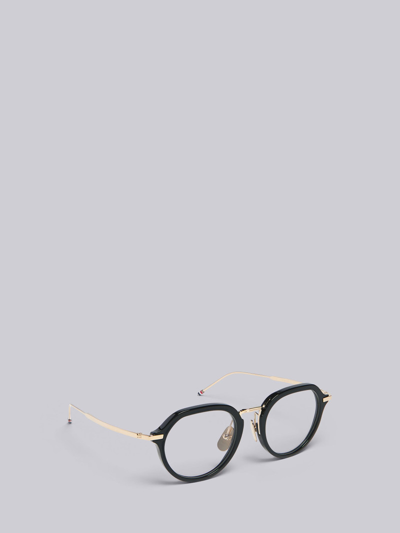 TB421 - Black and White Gold Clubmaster Eyeglasses 4