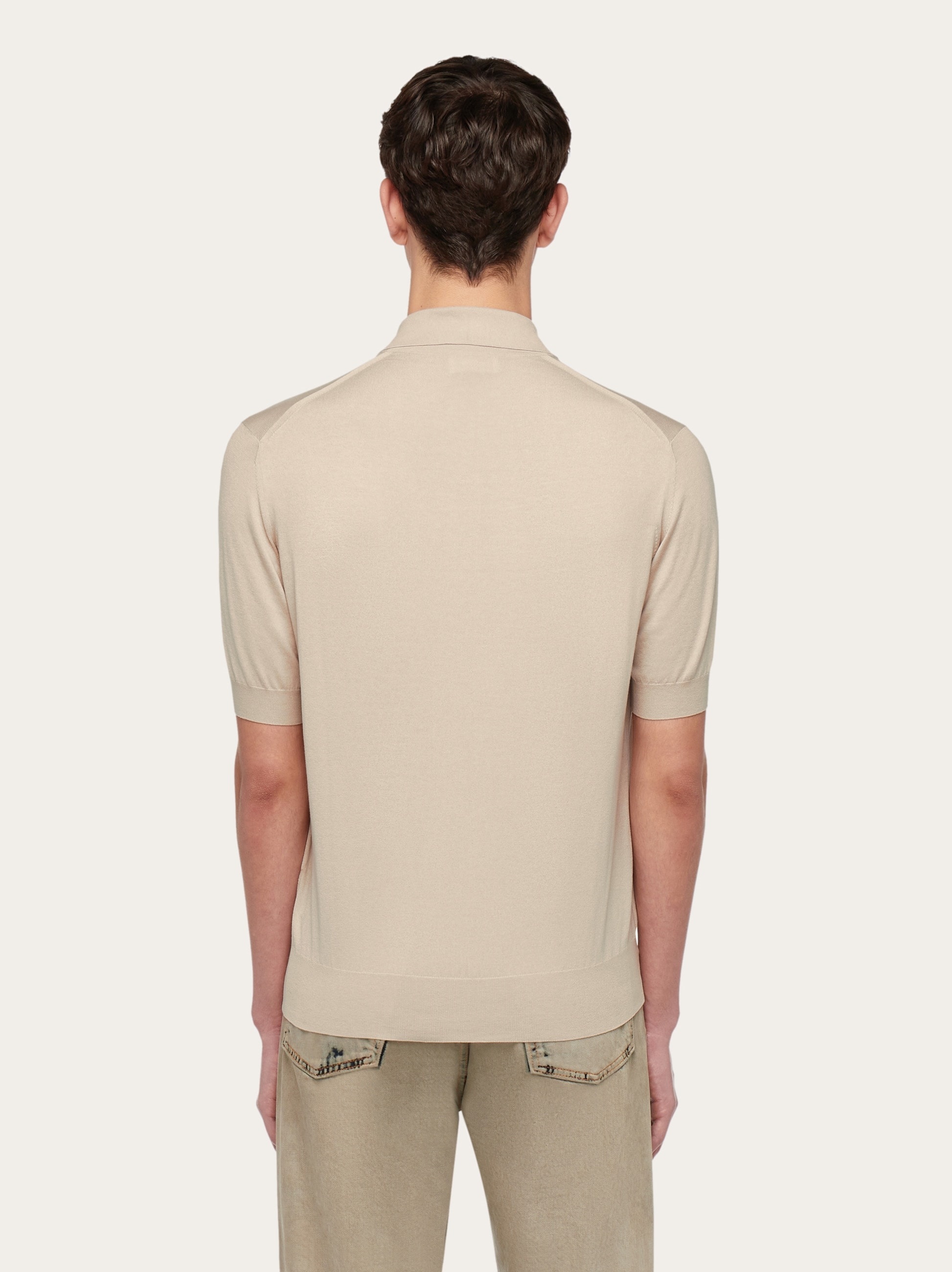Short sleeved silk blend polo shirt - 3