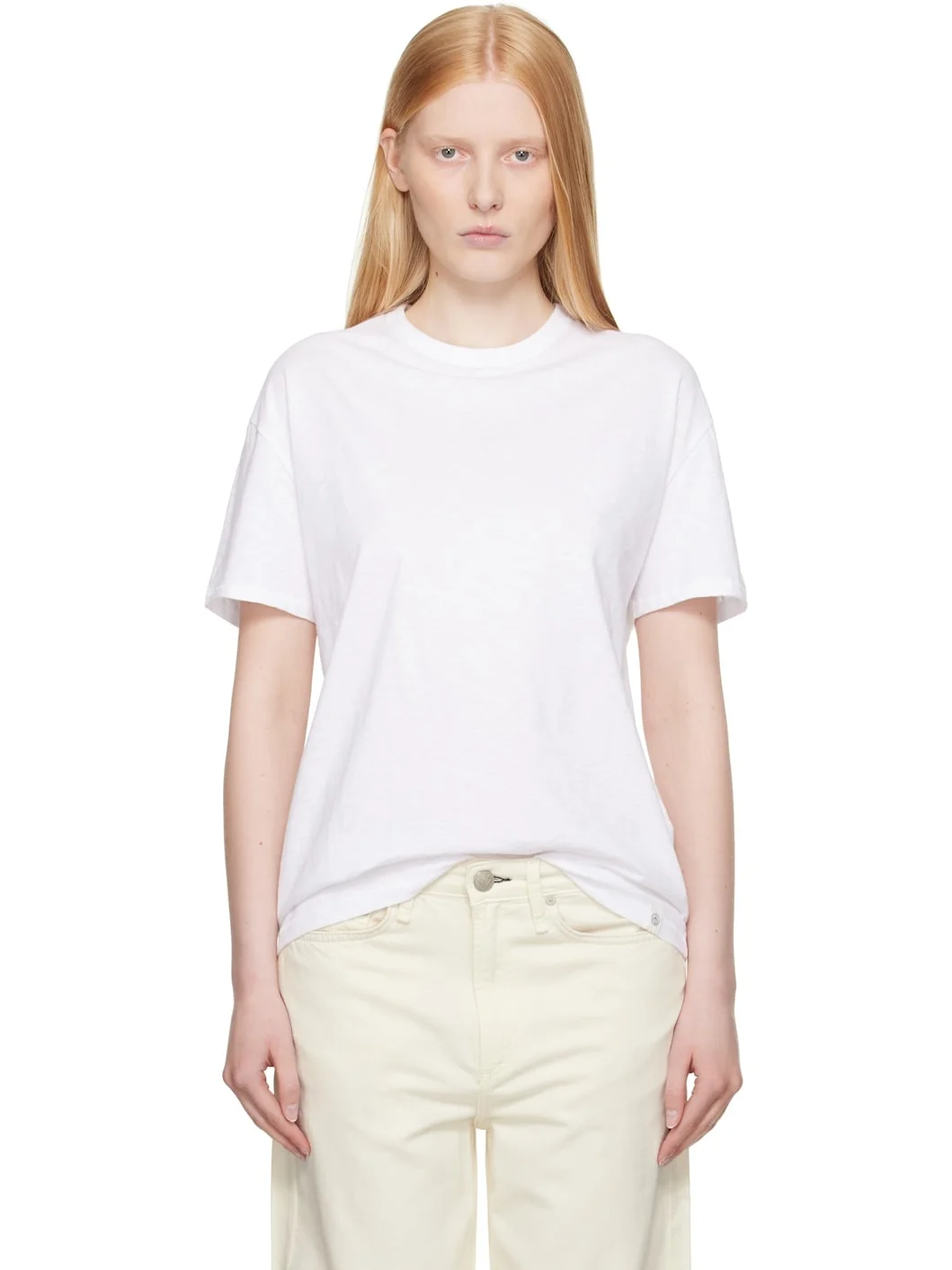 White Mini Slub Boyfriend T-shirt - 1
