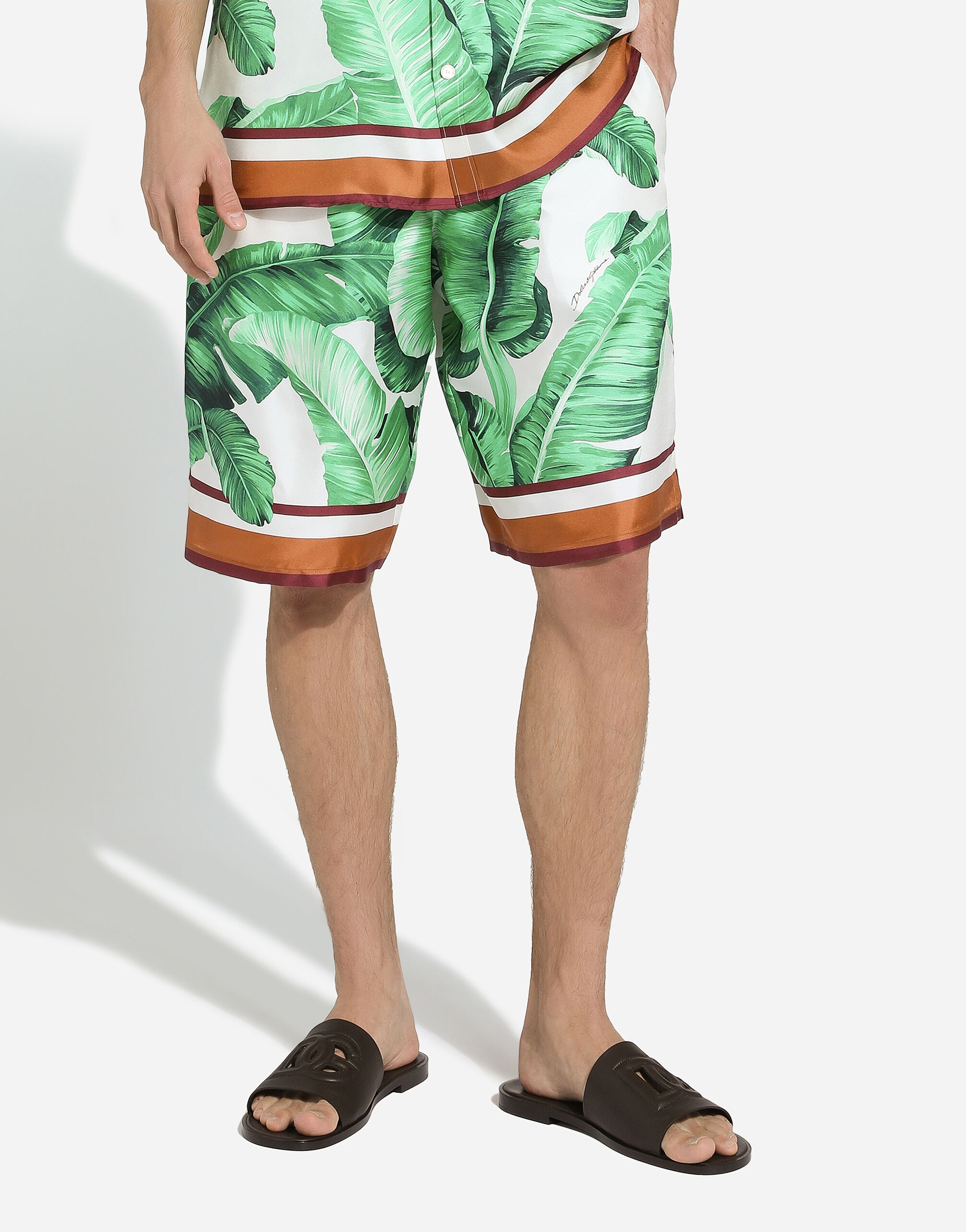 Banana-tree-print silk shorts - 4