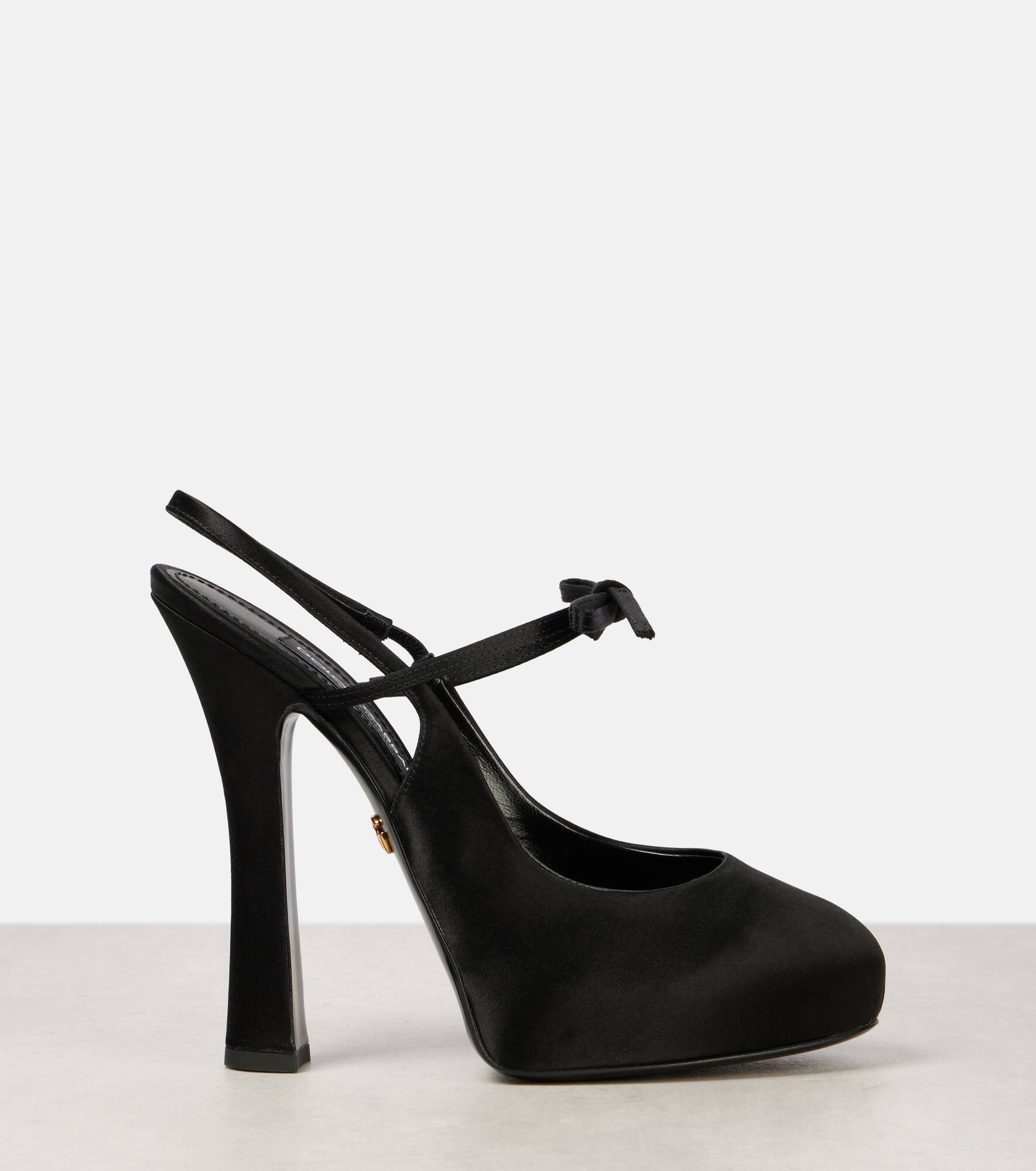 Vally satin slingback platform pumps - 4