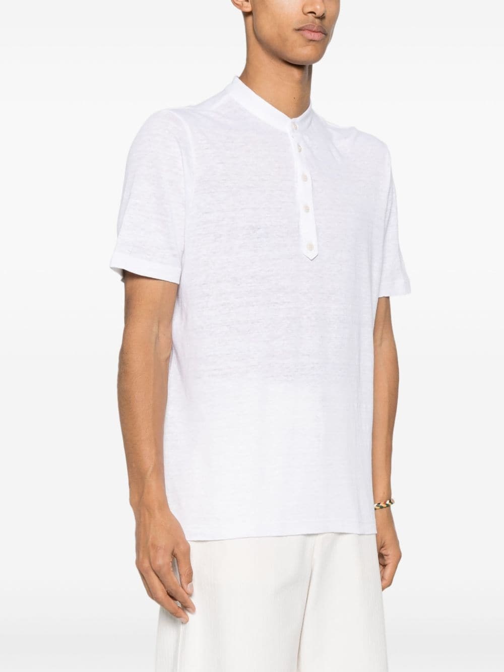 mock-neck linen T-shirt - 3