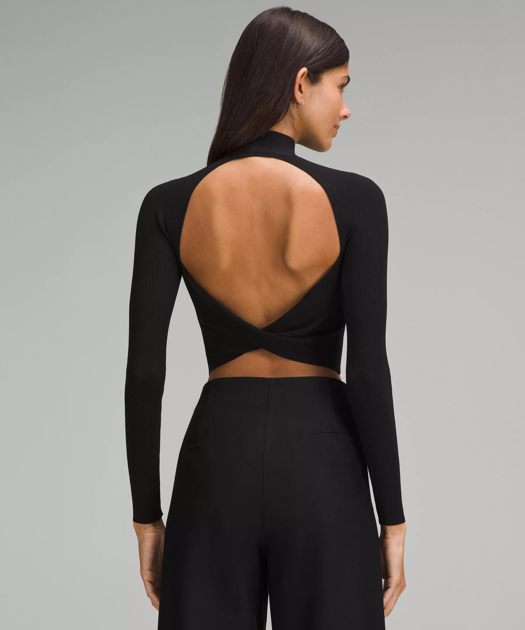 Ribbed-Knit Twist-Back Mockneck Sweater - 3