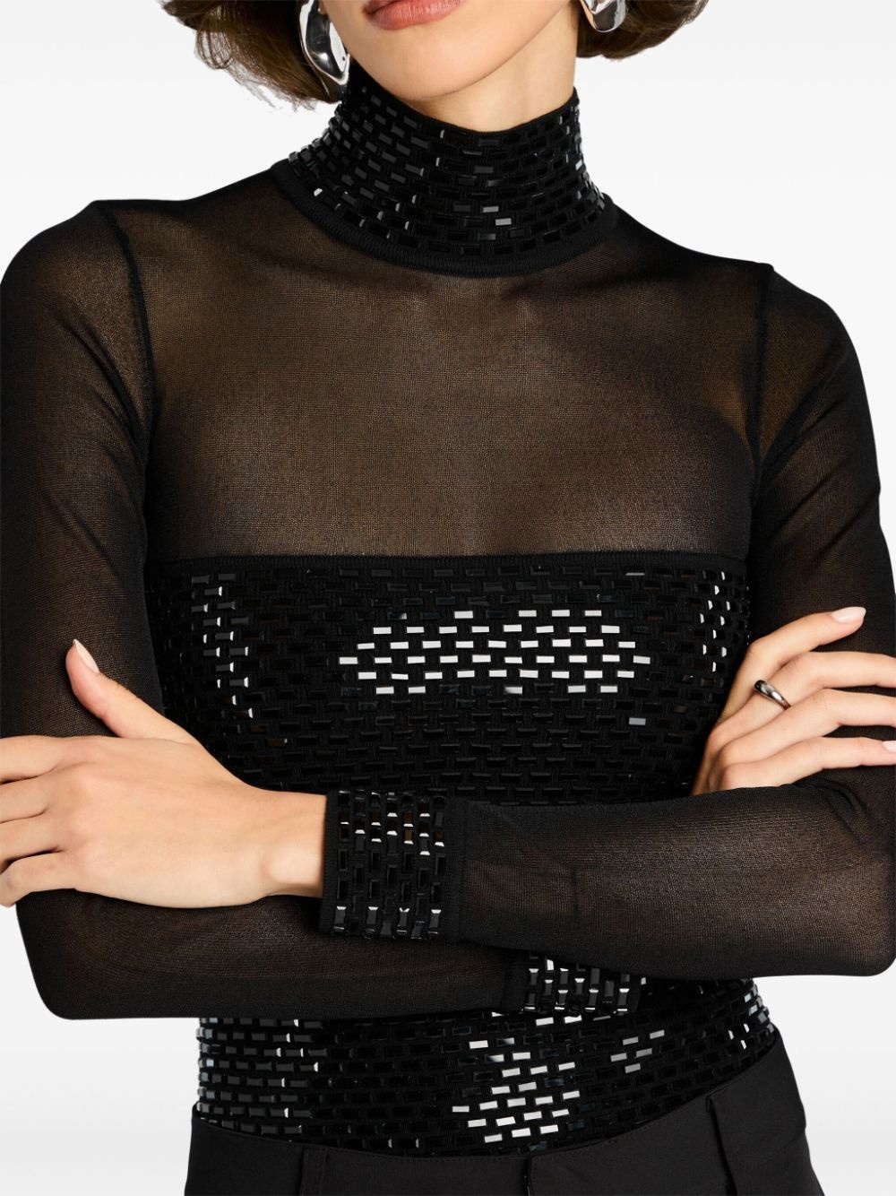 bead-embellished blouse - 6