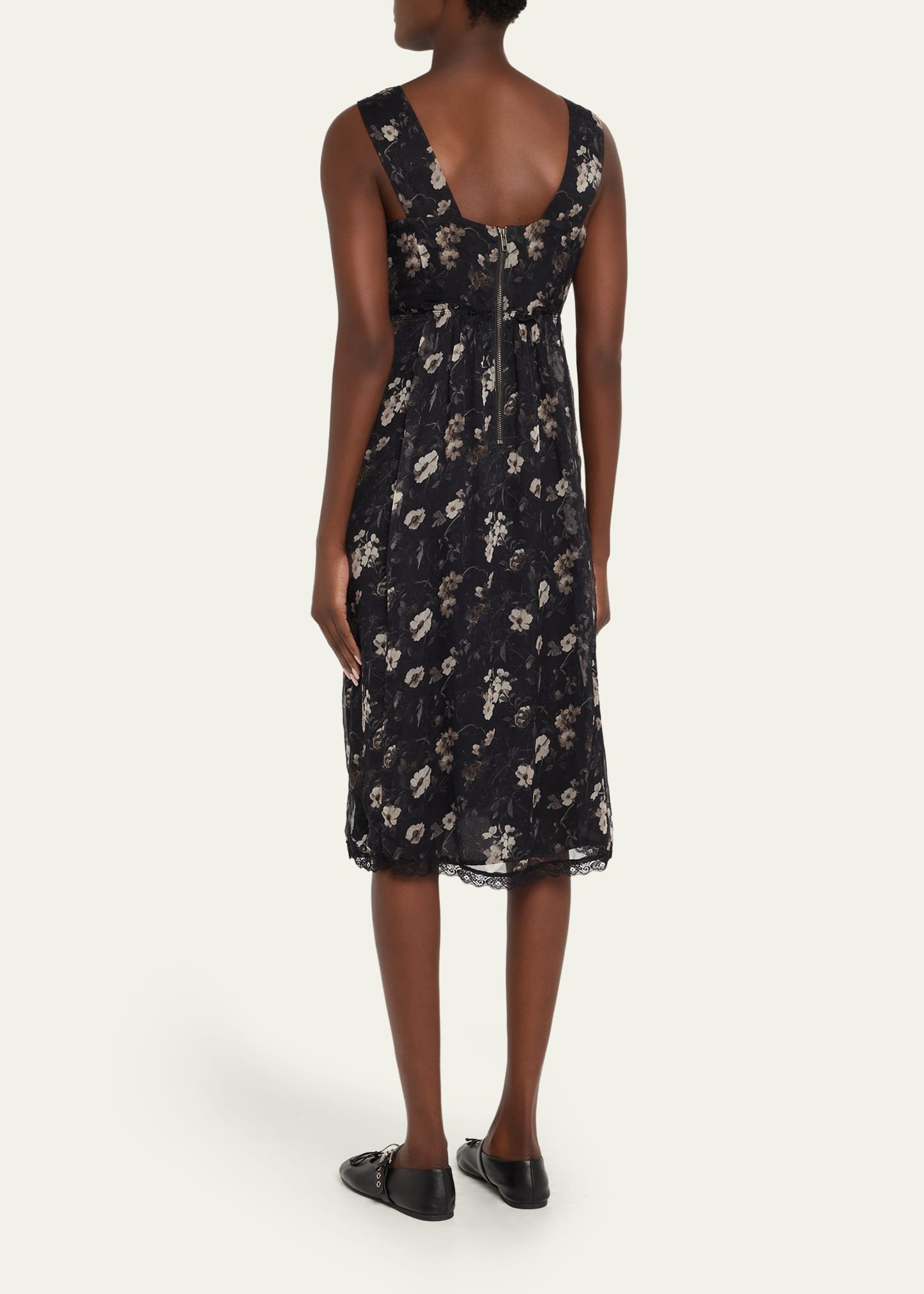Sleeveless Floral Silk Midi Dress - 3