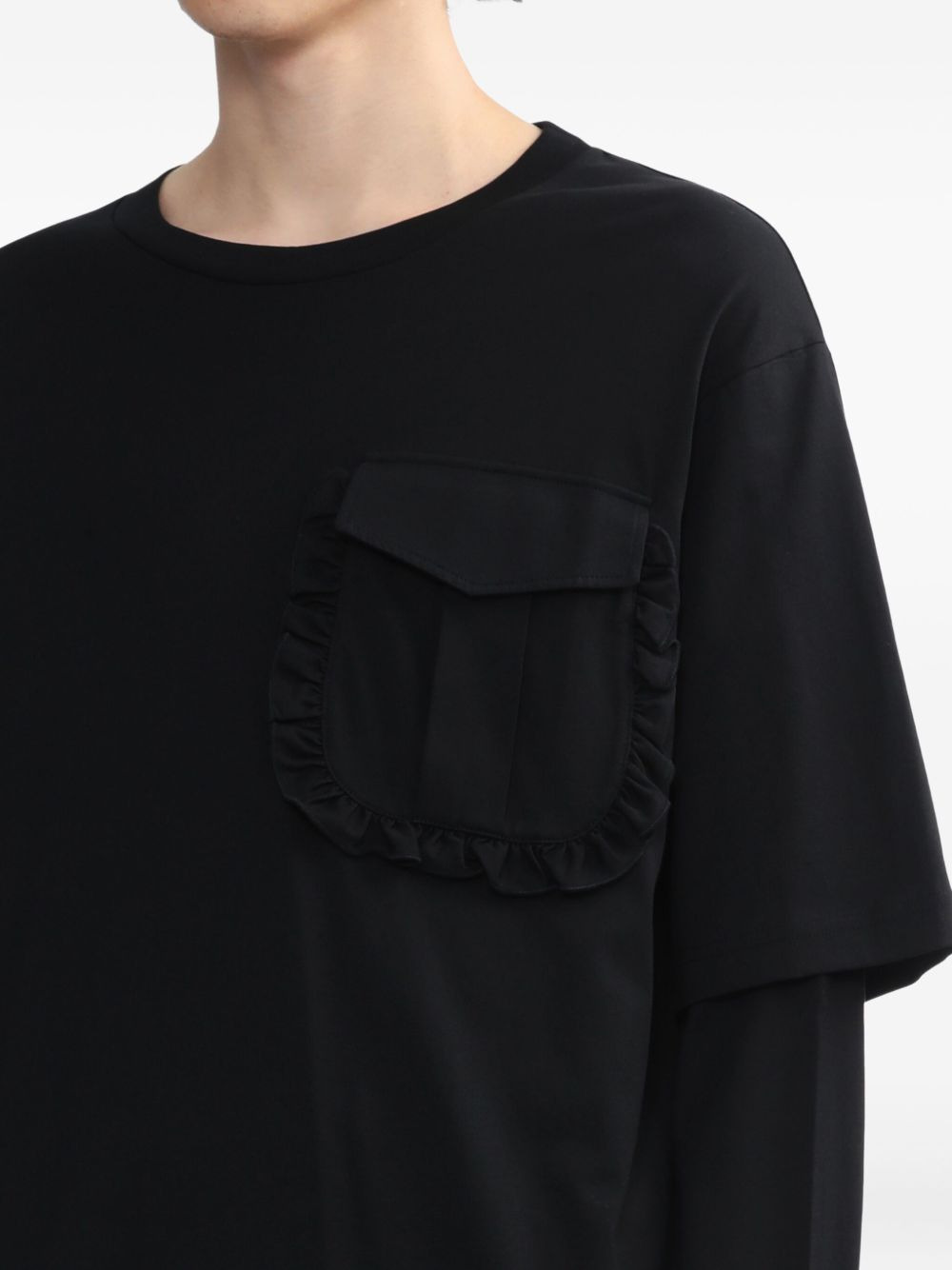 ruffle-pocket layered T-shirt - 5