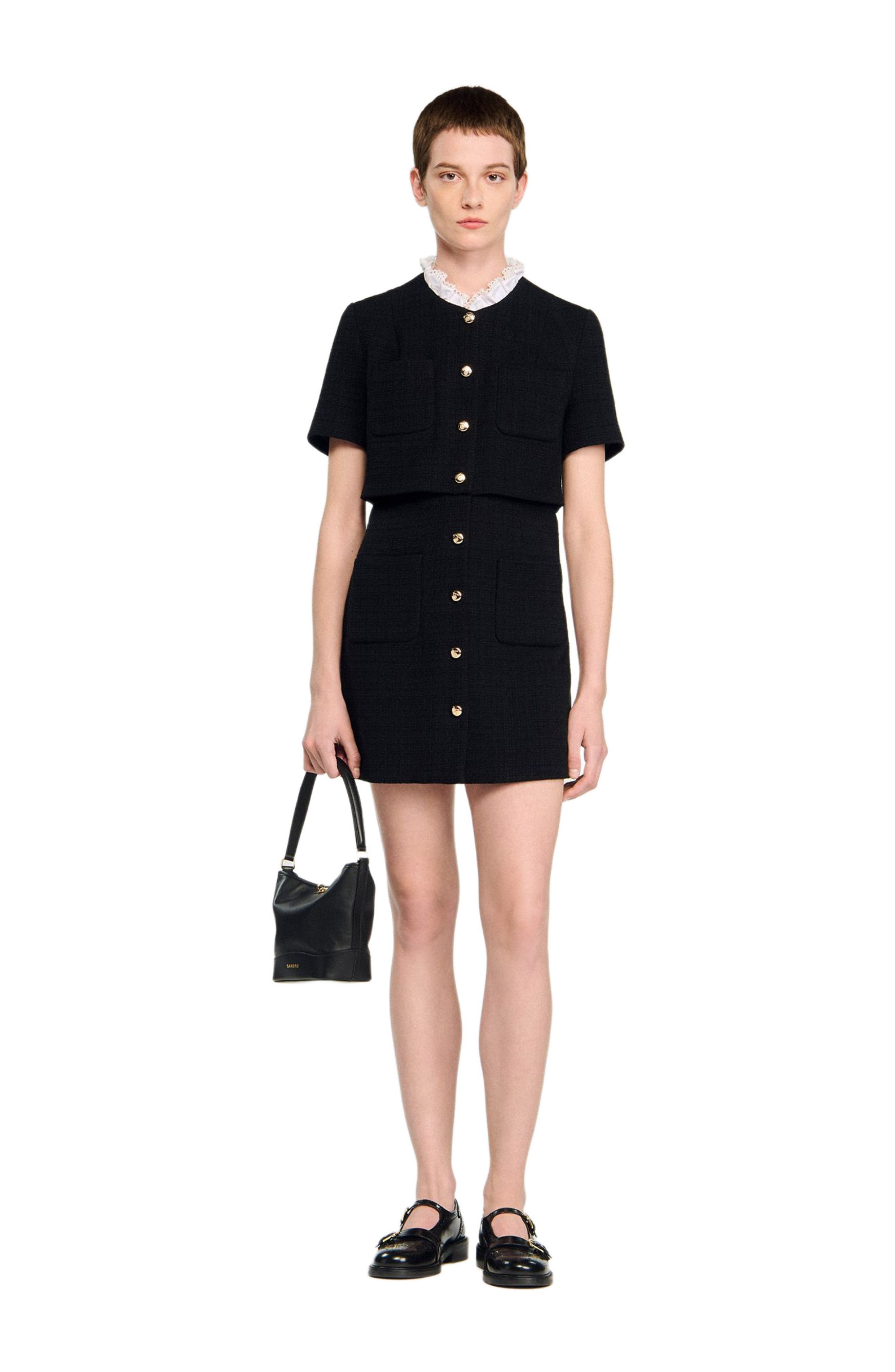 SANDRO Short dress with detachable collar in Black at Nordstrom - 6