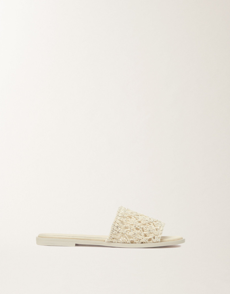 Flat sandal in cotton ribbon with sequins 1