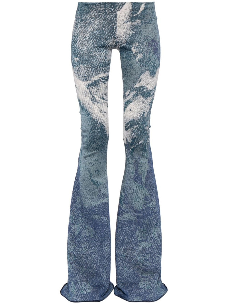 patterned-jacquard glitter flared trousers 1