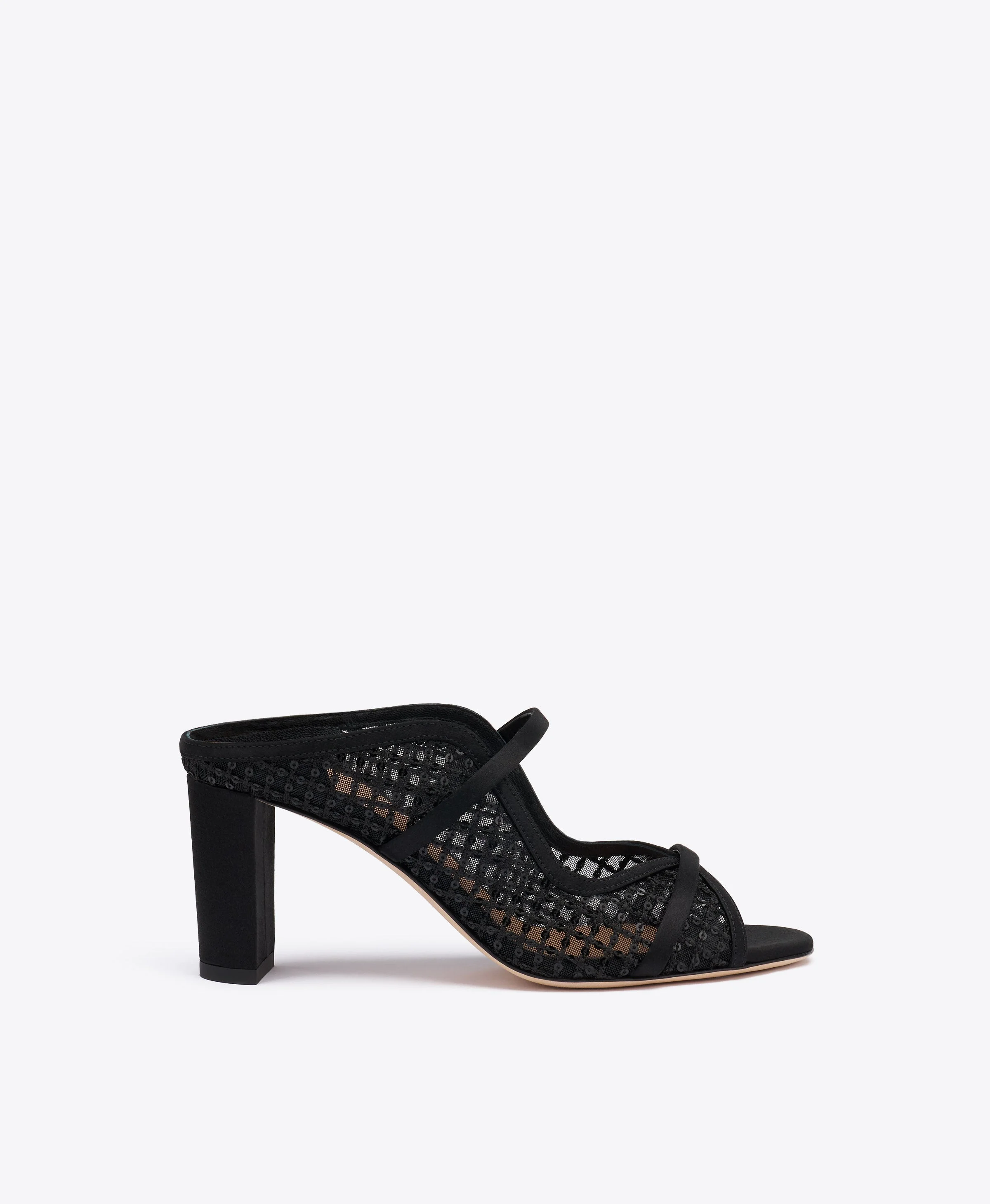 Norah 70 Black Sequin Mesh Sandals - 1
