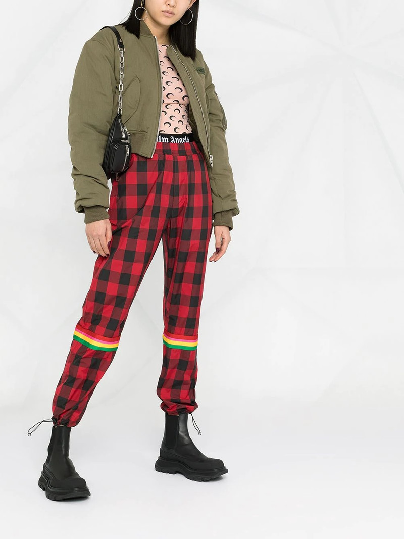 Palm Angels cropped logo-patch bomber jacket outlook