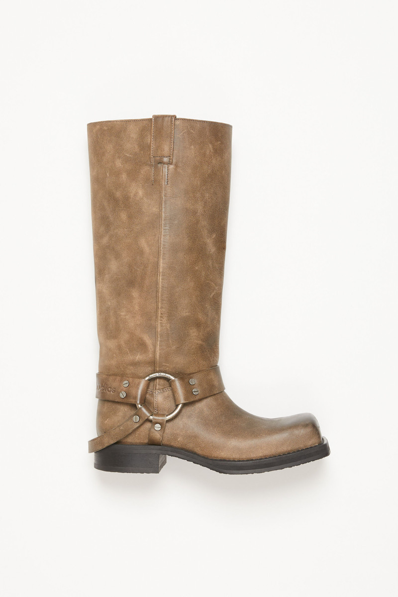 Leather buckle boots - Greige 1