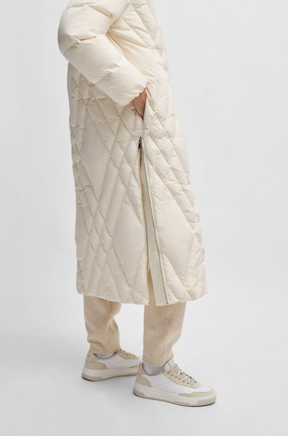 QUILTED DOWN COAT WITH ADJUSTABLE HOOD - 6