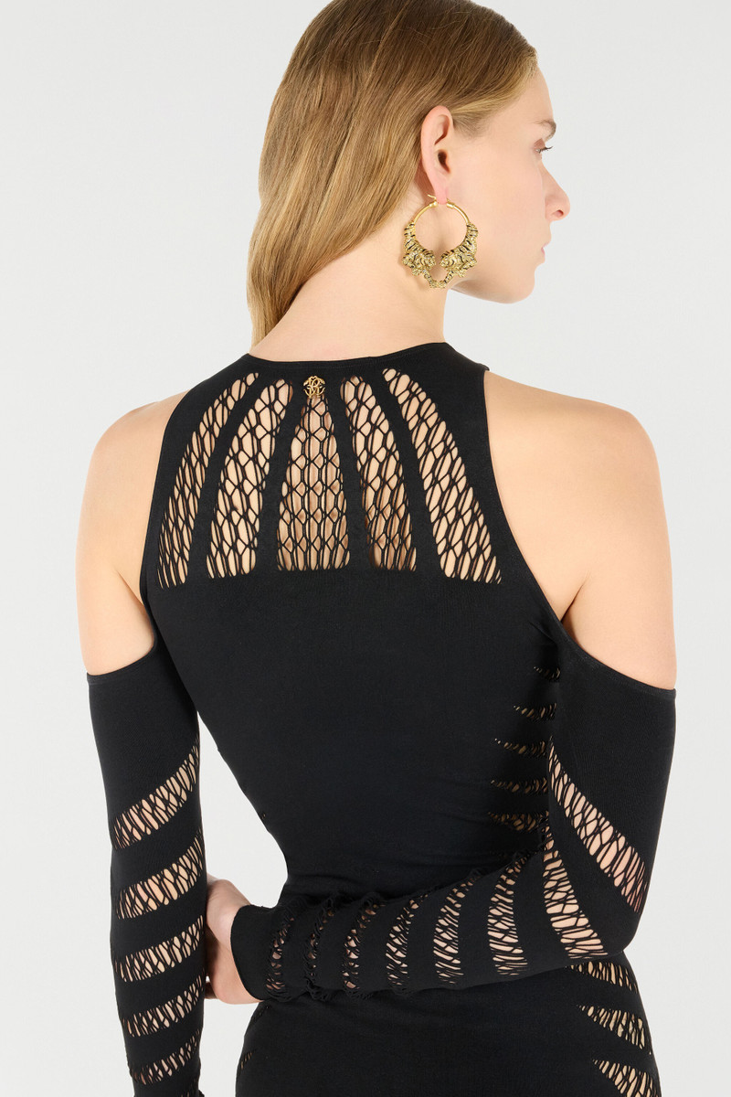 Midi Dress With Perforated Pattern 7