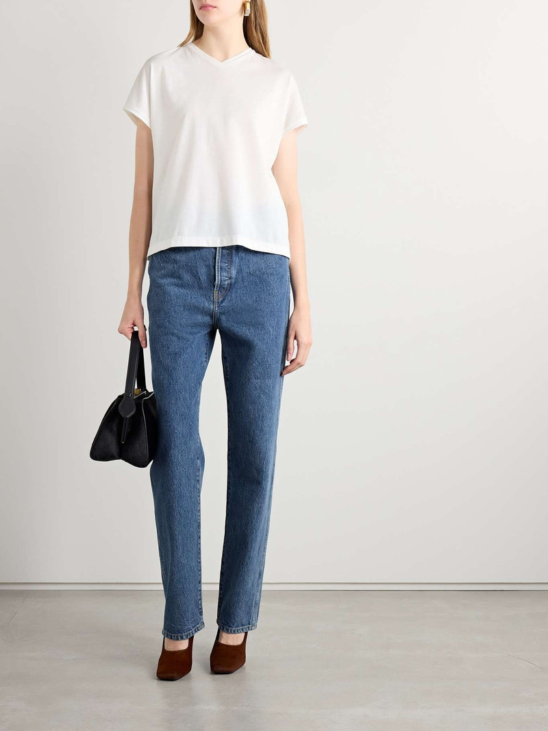 KHAITE Devra cotton-blend jersey T-shirt Cream outlook
