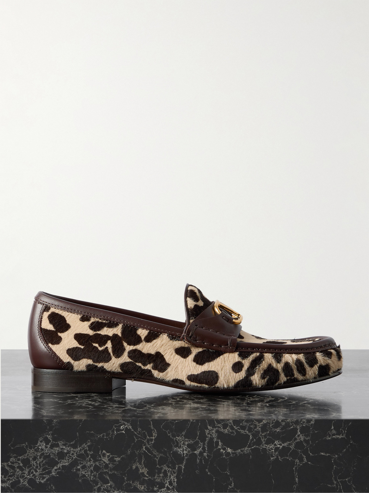 Vlogo Signature 20 Leather-trimmed Leopard-print Calf Hair Loafers - 1