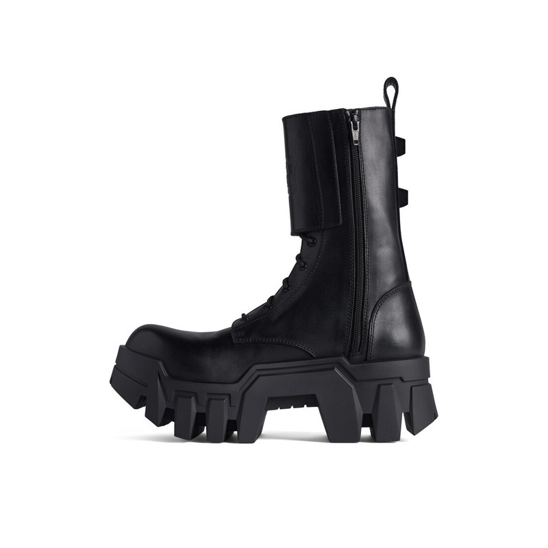 BALENCIAGA Men's Bulldozer Combat Lace-up Boot in Black outlook