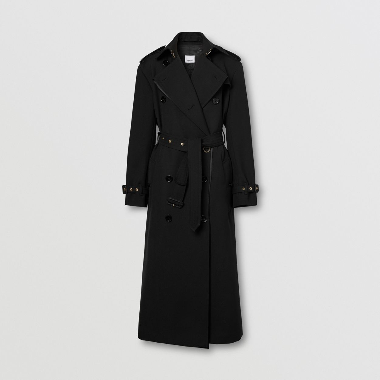 Silk Satin Panel Wool Loop-back Trench Coat - 1