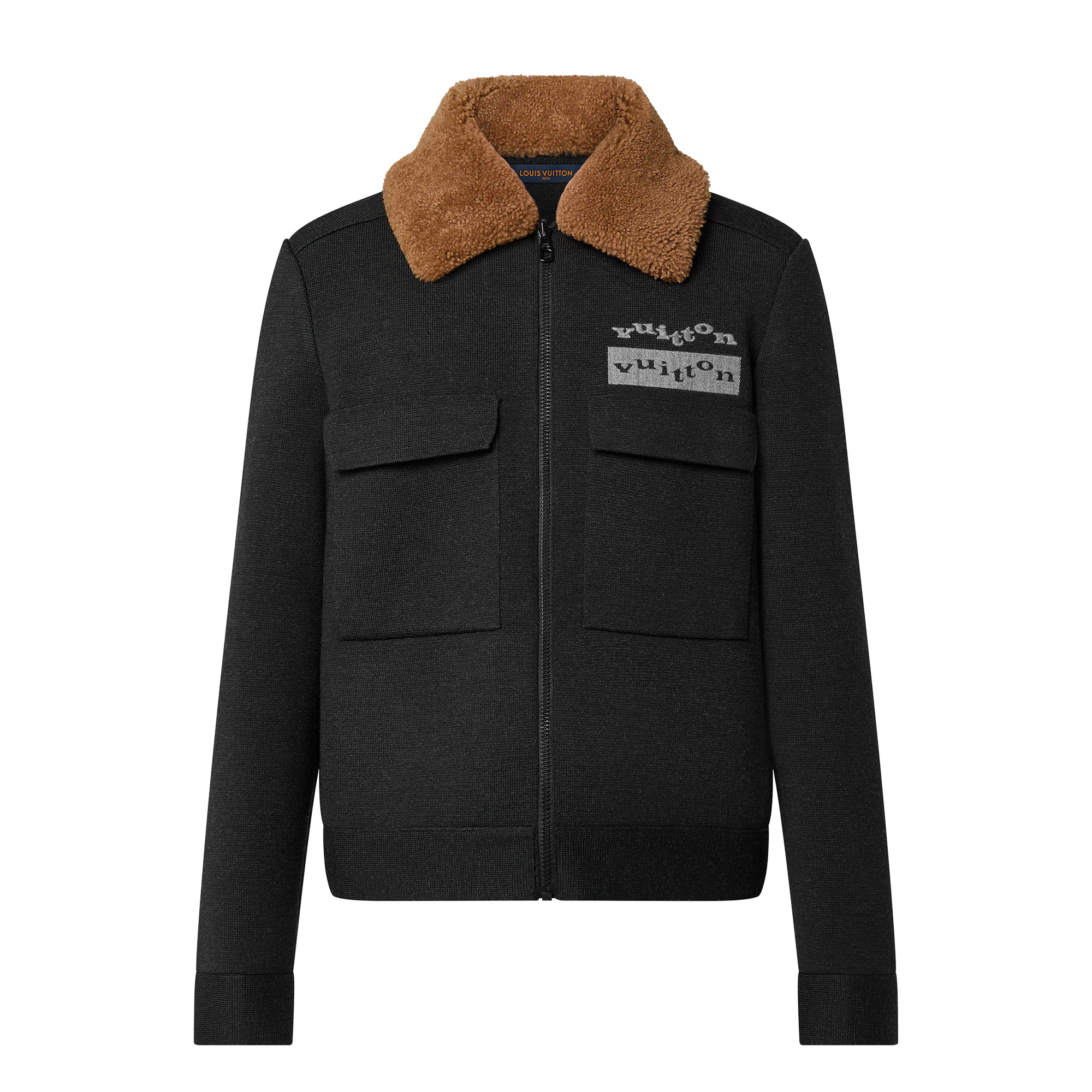 Knit Blouson With Shearling Collar - 1