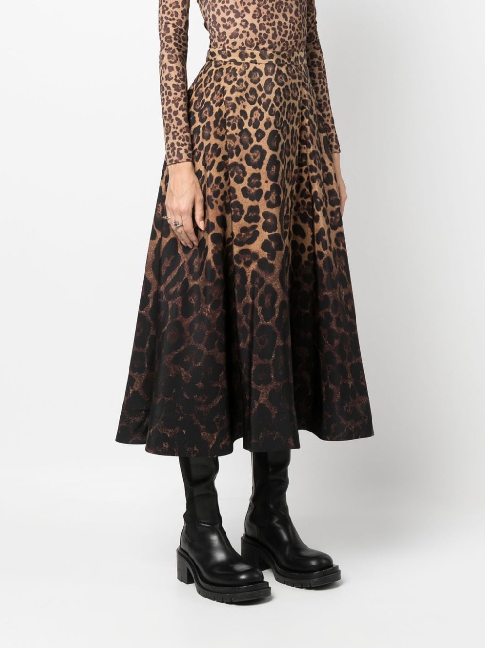 gradient leopard-print midi skirt - 3