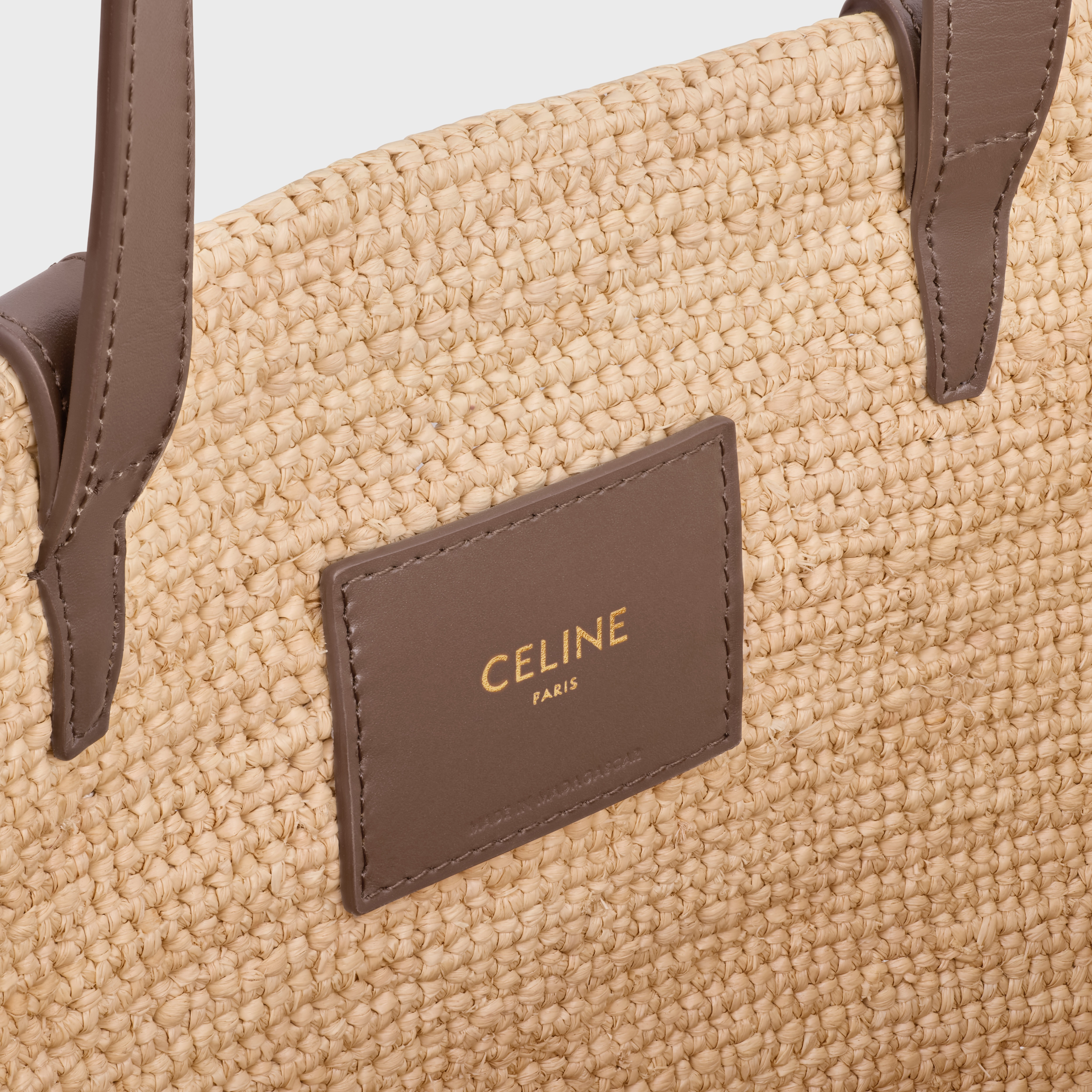 MEDIUM SUPPLE CELINE CLASSIC PANIER in Raffia and calfskin - 4