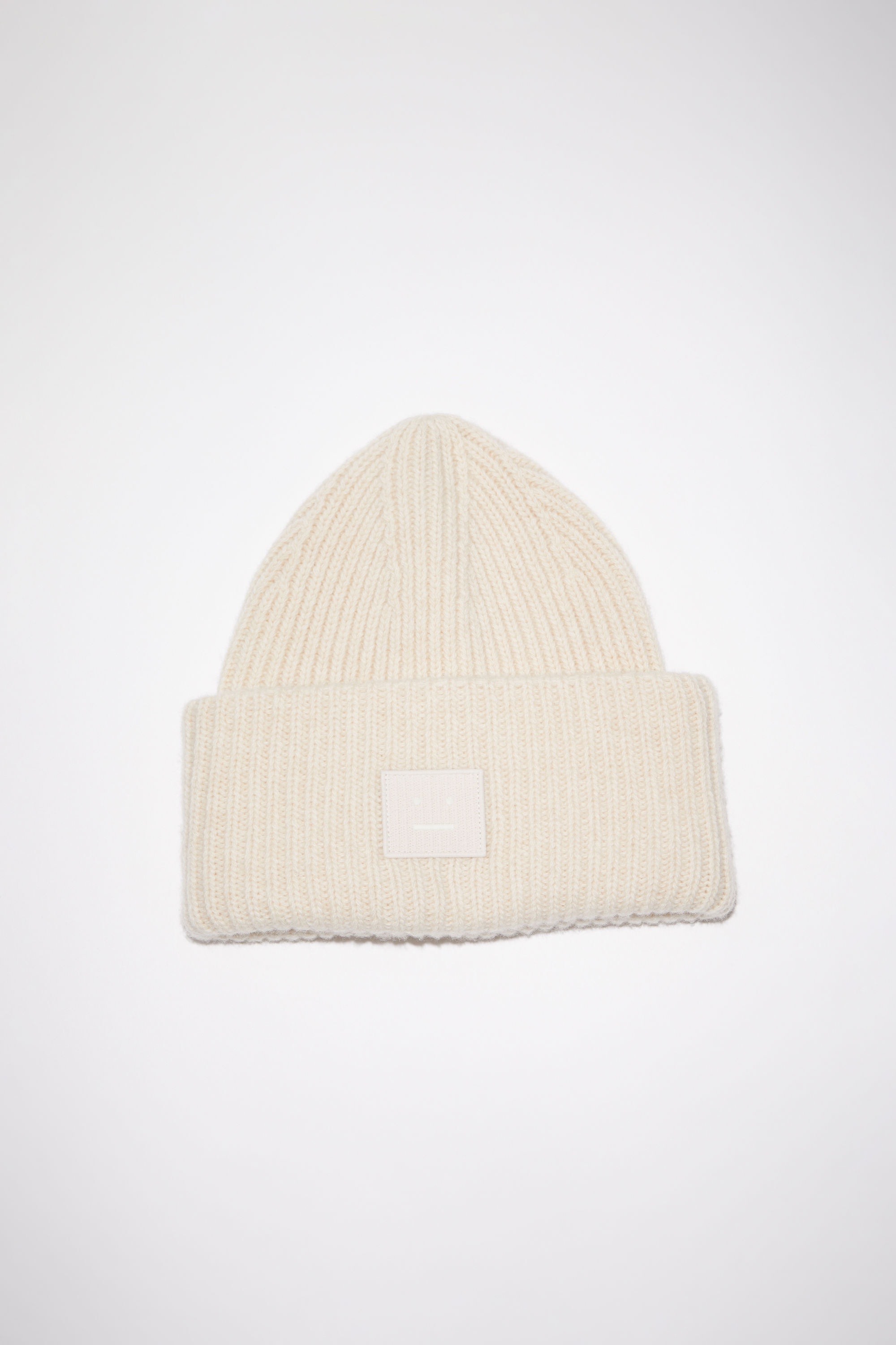 Ribbed knit beanie hat - Oatmeal melange - 1