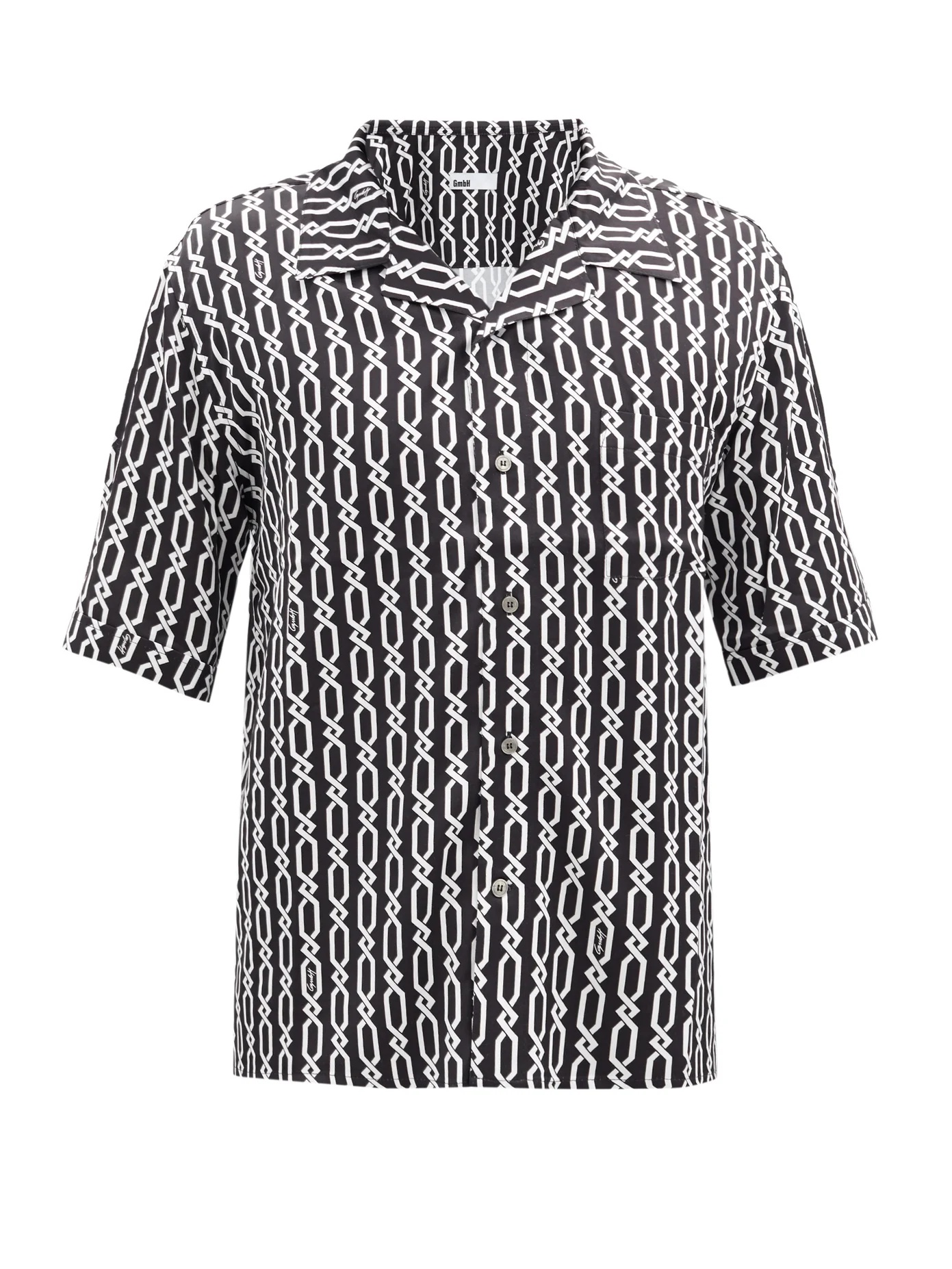 Chain-print Cuban-collar short-sleeved shirt - 1