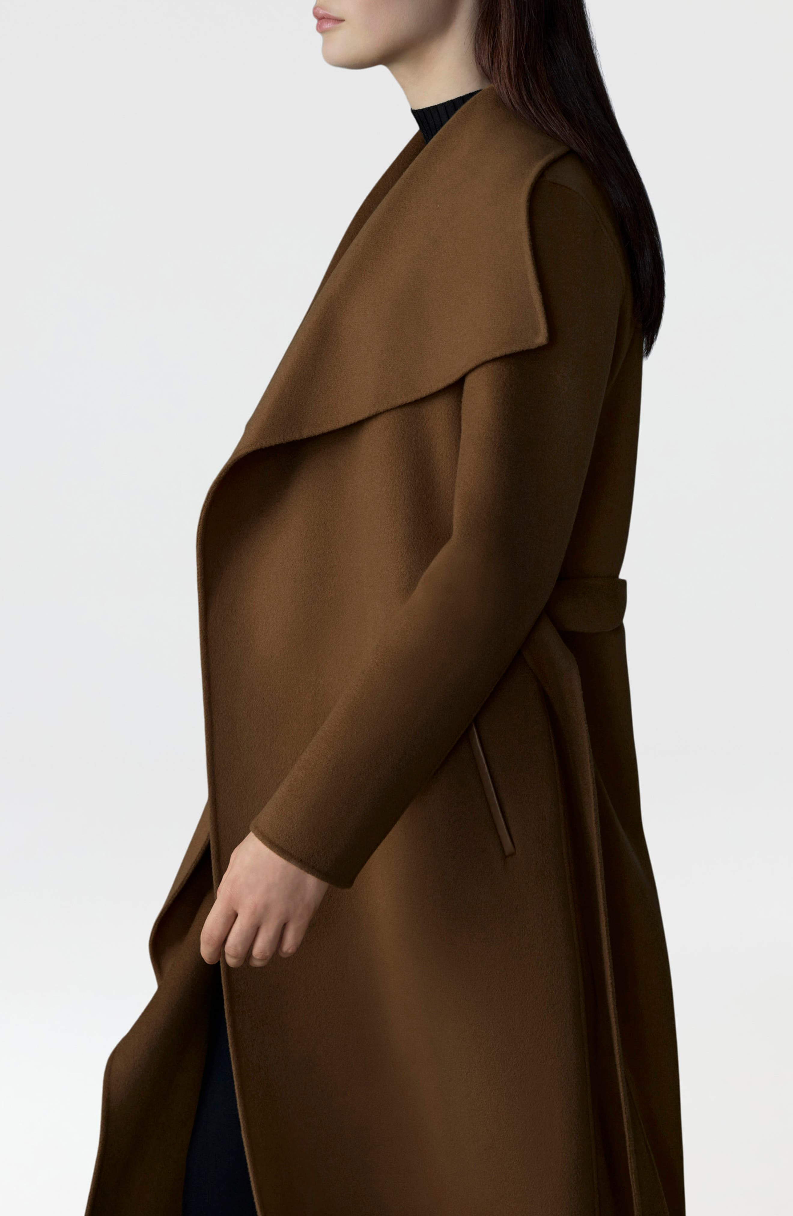 Mackage Mai Wool Long Wrap Coat in Earth Brown at Nordstrom - 4