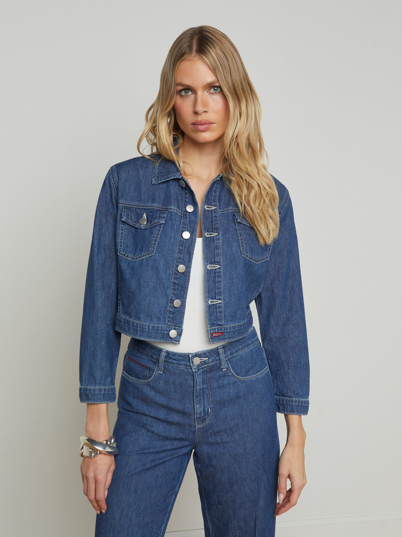 L'AGENCE Koda Cropped Denim Jacket outlook