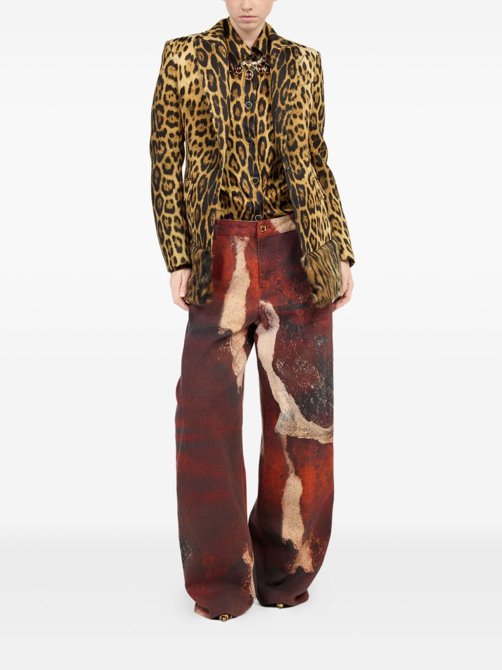 jaguar-print button-up shirt - 2