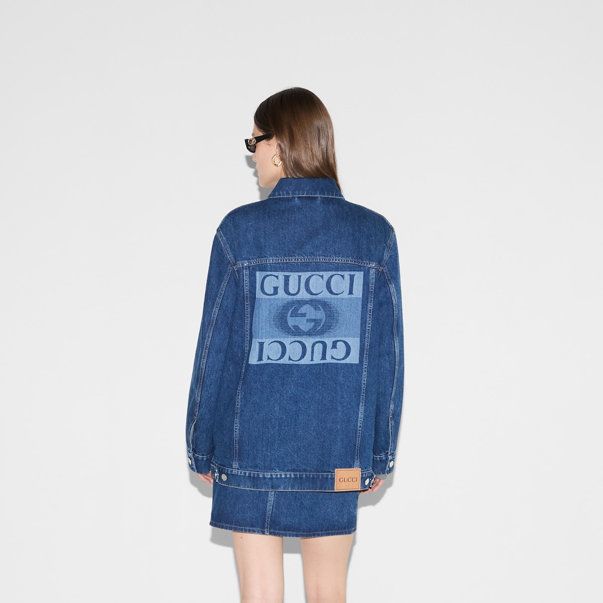 Denim jacket with Gucci print - 4