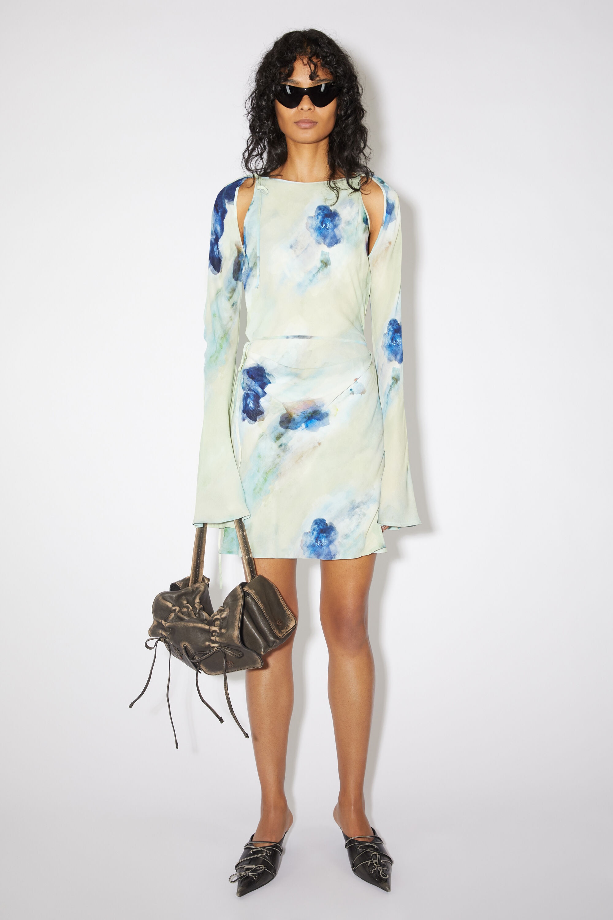 Printed wrap dress - Blue - 2